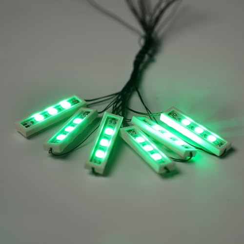 BrickBling 6 Weiss 1x4-Steine/Grün LED-Downlights in Einer Reihe (Vier in einem Downlights), USB-betrieben – 100% kompatibel mit Lego-Steinen