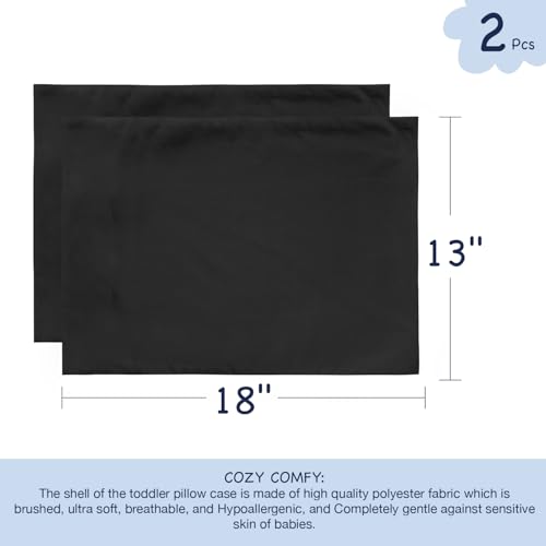 Image of EXQ Home Toddler Pillowcases 13x18 Travel Pillow Case Set of 2, Small Pillow Case for Baby Pillow Sized 12x16, 13x18, Kids Pillowcases 2 Pack Machine Washable (Black)