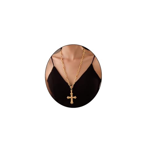 Cross Pendant Necklace for Women 18K Gold-tone Plated Faith Necklace Lightweight Prayer Religious Jewelry