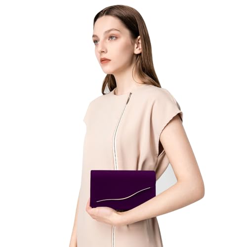 Image of Clutch Purses for Women Evening Bag Faux Suede Formal Party Wedding Cocktail Prom