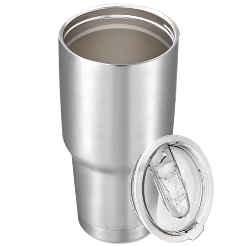 Cool Yoleb 30 oz Tumbler with Lid Stainless Steel Tumblers Vacuum Insulated Cup Reusable Powder Coated Travel Mug Double Wall Leak Proof Portable Cups Keep Cold Drinks for 12 Hours, Stainless, 1 Pack