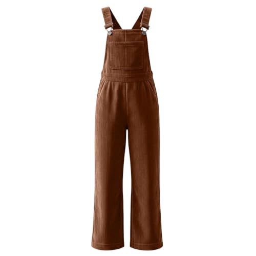 WWPPAION Casual Jumpsuits For Women Fall Corduroy Overalls Winter Sleeveless Adjustable Strap Wide Leg Jumpsuits With Pocket - image 2