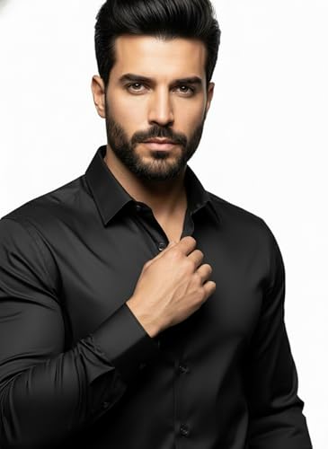 Image of Men's Solid Satin Full Sleeve Soft Finish Regular Fit Shirt for Casual Wear
