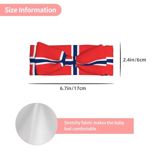 Norwegian flag Baby bow headband, printed, colorful and varied, soft and skin-friendly, good elasticity3