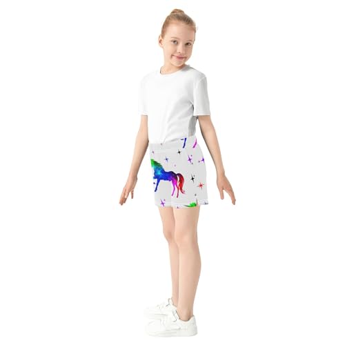 Colorful Horse Stars Print Girl's Lounge Shorts Kids Athletic Summer Pajama Sleepwear Comfy Clothes, X-Small4