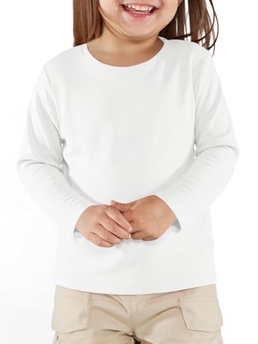 Haloumoning Toddler Baby Girls Long Sleeve T Shirt Little Kids Fall Crew Neck Tops Casual Tees 9M-8Y White