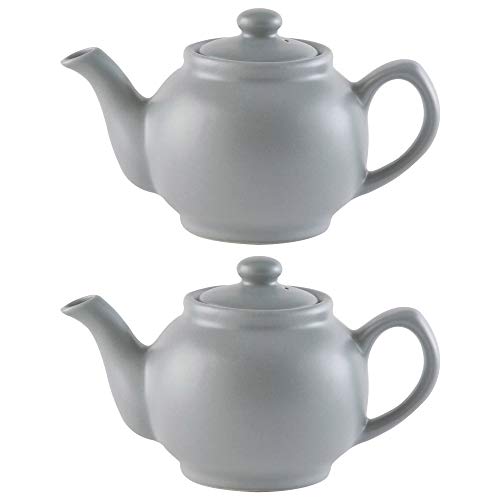 Kensington Traditional Ceramic Teapot Set for 2 Cups in Matt Grey - Pack of 2