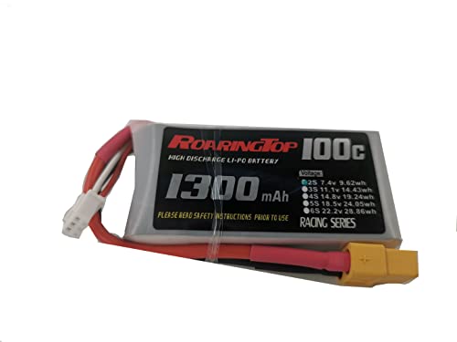 Roaring Top 2S 1300mAh 7.4V 100C LiPo Battery Soft Case Battery with XT60 Plug For RC Car EDF Helicopters Boats Cover