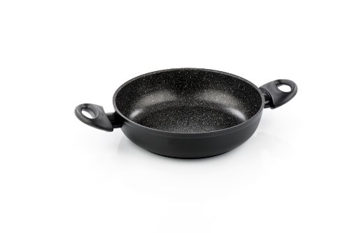 Barazzoni Granitica Tegame/Casseruola Bassa Linea Effetto Pietra in Alluminio Rivestito in Marmotech, Ø 28 cm, 3.3 Litri, Nero Puntinato