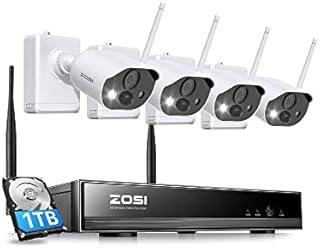ZOSI C306PK 8CH 2K 3MP Battery Powered Wireless Security Camera System, 4 x Wire-Free Outdoor Camera with Color Night Vision, Spotlight, 2-Way Talk, Light & Siren Alarm, 1TB HDD for 24/7 Recording