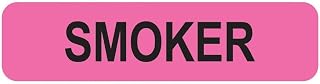 Smoker Chart Label, Fluorescent Pink 1-1/4" x 5/16", Permanent Adhesive, Risk Alert Sticker for Patient Files, 500 Labels/Box, Doctor Stuff