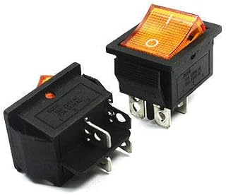Interruptor 2 uds AC250V 15A AC125V 20A DPST 4 Pines en Montaje Interruptor Rocer Amarillo