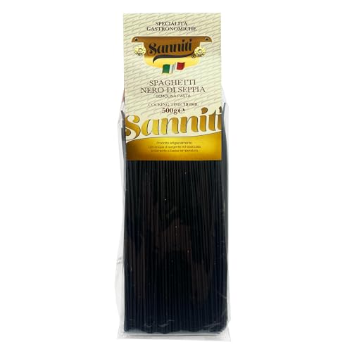 Sanniti Nero di Seppia Spaghetti, 500g | Premium Italian Squid Ink Pasta | Rich Gourmet Flavor | Crafted in Italy