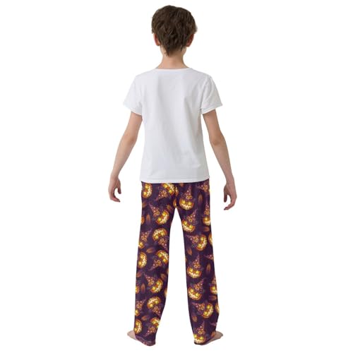 Pumpkin with Lamb Boys Long Pants Soft Trousers Elastic Waist Kids Lounge Bottoms with Pockets S-XL3
