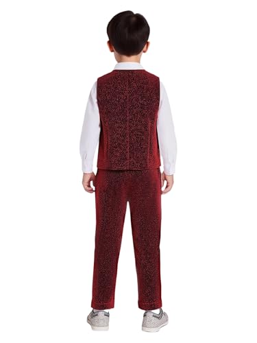 Image of YiZYiF Boys Suit Dress Clothes Ring Bearer Outfit Homecoming Dresses Boy Vest Pants and Bowtie Set Wedding Tuxedo Suits