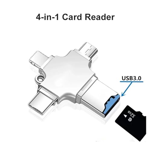 Adaptador USB C OTG 4 en 1 con lector de tarjetas tipo micro USB y Lightning para tableta 4