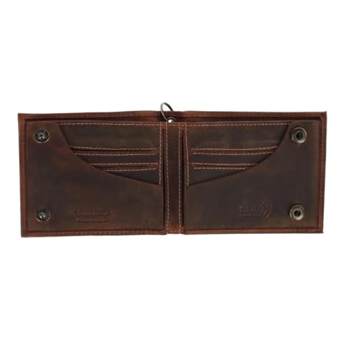 CTM Men's Leather Bifold Chain Wallet, Brown4
