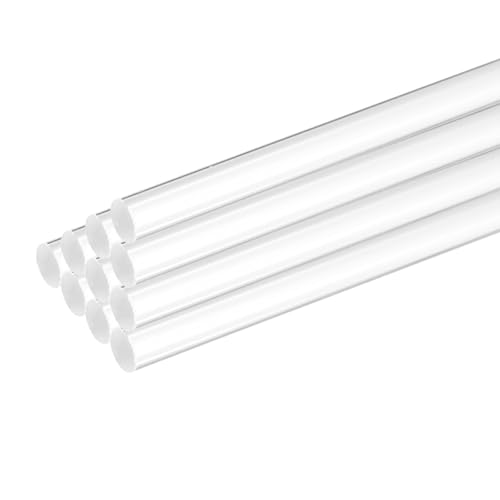 MECCANIXITY 10 Pcs Acrylic Round Rods 9/32" x 10" Clear Acrylic Dowel Rods Sticks Plastic Sticks Strip for Model Making DIY Crafts Lighting Gardening Decorations - 7mm x 250mm