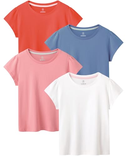 Image of LAPASA Boys & Girls Cotton T-Shirts 4 Pack Tagless Tees for 3T-13Y Kids K01 | Ribbed Crewneck Short Sleeve Undershirts for Toddlers and Teens. Soft, Breathable, Ideal for School /Daily Wear /Sport