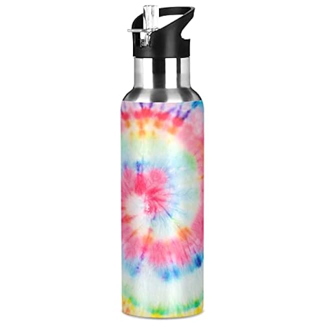 ALAZA Fire Rainbow Dragon Water Bottle with Straw Lid Vacuum Insulated Stainless Steel Thermo Flask Water Bottle 20oz