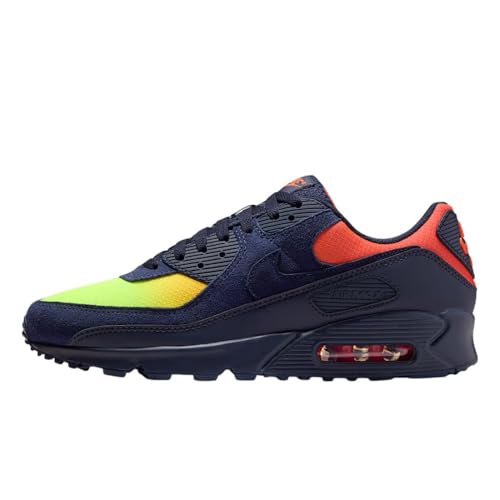 NIKE Herren Air Max 90 Sneaker, Lemon Venom Blackened Blue Hyper Crimson, 44 EU