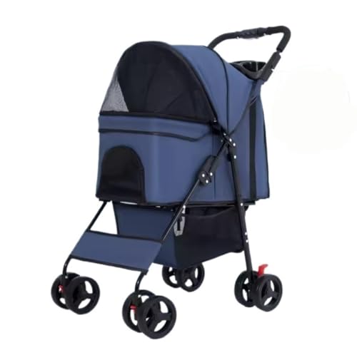 Dog Stroller Cat Stroller 3 In 1 Dog Stroller Foldable Pet Stroller With Detachable Carrier Storage Basket 4 Wheels For Small Medium Dogs & Cats Pet Stroller For Cats Dogs ( Color : Blue , Size : 61*5