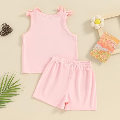 Image of Toddler Little Girl Clothes Summer Sleeveless Daddys Girl Letter Tank Tops Shorts Set 2Pcs Kids Casual Outfits