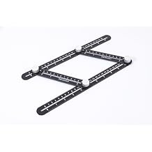 PEC Tools Professional Multi-Angle Measuring Ruler Heavy Duty Metal Template Tool with Laser-Etched Imperial & Metric Markings Adjustable 4-Sided Layout Tool for Carpentry, Tiling, DIY Flooring