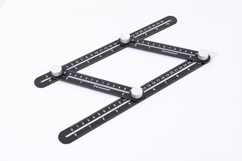 PEC Tools Professional Multi-Angle Measuring Ruler Heavy Duty Metal Template Tool with Laser-Etched Imperial & Metric Markings Adjustable 4-Sided Layout Tool for Carpentry Tiling & DIY Flooring
