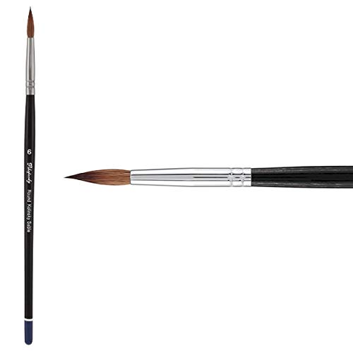 Creative MarkRhapsody Kolinsky Sable Brushes for Professional Watercolorists - Round # 6 Excellent Spring, Full Belly, Split-Proof Points, Chrome Ferrules, Short Handle, English Sizing