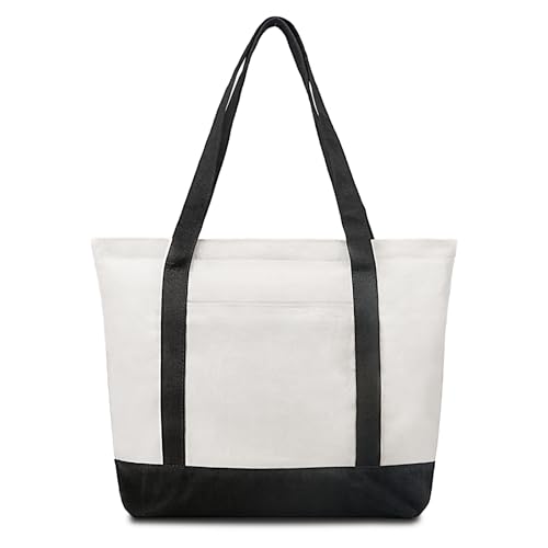 Greentique Canvas Tote Bag con Cremallera, Bolsas de Tela