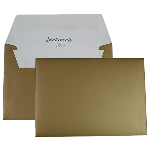 Image of Sentiments C5 162x229mm 130gsm Metallic Gold Peel and Seal Envelopes - Pack of 25