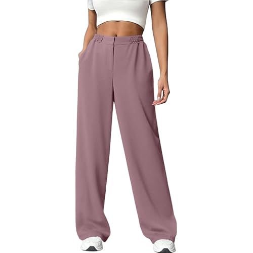 Women Casual Sweatpants Wide Leg Baggy High Elastic Waist Fall Fashion Winter Pant Solid Color Clothing with Pocket S-2XL