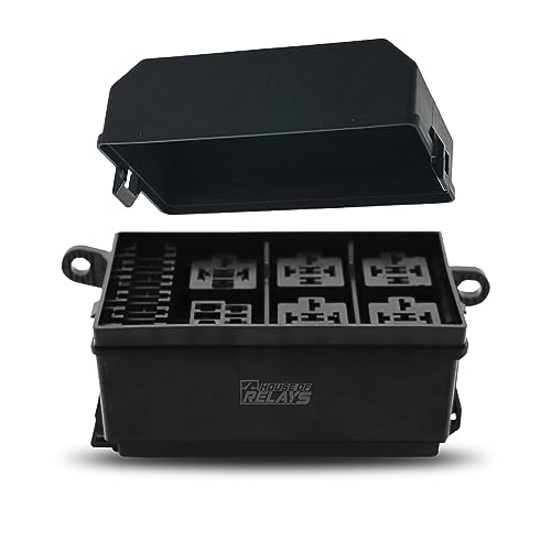 House of Relays Universal 12V Fuse & Relay Box Block [6 Relays Holder] [6 ATC/ATO Fuse Holder] 6 Way 12 Volt Waterproof Auto Fuse Relay Box for Automotive Car Truck Marine Boat Light Equipment