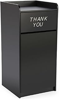 36 Gallon Restaurant Fast Food Trash Bin, Receptacle with Door, Tray Holder