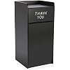 36 Gallon Restaurant Fast Food Trash Bin, Receptacle with Door, Tray Holder (Black Melamine)