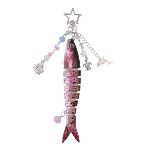 Porte-clés poisson résine rose : ne perdez plus vos clés grâce au fermoir étoile