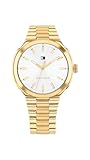 Tommy Hilfiger - Reloj para Mujer 1782819 - Georgia, 36mm, Acero Inoxidable Dorado - Esfera Blanca con Detalles Dorados -...