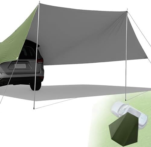 LHCDQSKCW SUV Tailgate Awning 14x16FT – Waterproof Car Camping Tarp, Truck Tent Sun Shelter, Outdoor Canopy for Overlanding, Jeep, Van, Pickup
