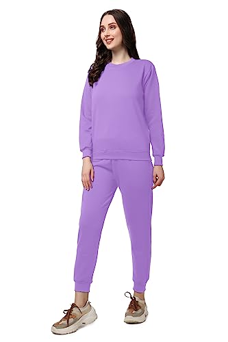 Image of Women's Full Sleeves Round Neck Winter wear Casual Fit Sweatshirt and Jogger Set Cotton Stretchable Comfort Fit and Warm for Cold Season for Everyday Winter Season Wear