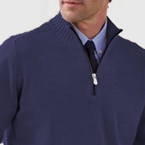 JEKE-DG Men's Comfort Slim Fit Basic Pullover Mock Neck Stretch Casual Sweater Quarter Zip-Up Long Sleeve Sweaters2