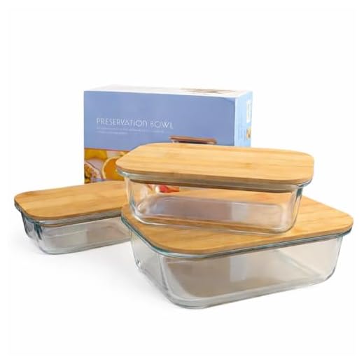 Conjunto de 3 Potes de Vidro Borossalicato Hermético com Tampa de Bambu Kit Recipientes para Armazenamento de Alimentos com Vedação em Silicone Travessas Refrátarias Linha Premium