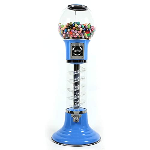 Gumball Machine with Stand - 4 FT Commercial Spiral Bubble Gum Machine - Coin Mechanism $0.25 Dispenses 1” Gumballs - Vending Machines for Kids