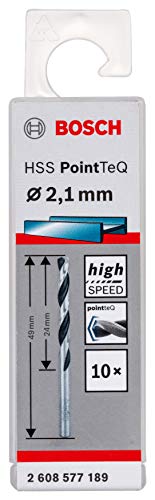 Bosch Professional 10 Stück HSS Spiralbohrer PointTeQ (für Metall, 2,1 x 24 x 49 mm, Zubehör Bohrschrauber) – Ansicht 1