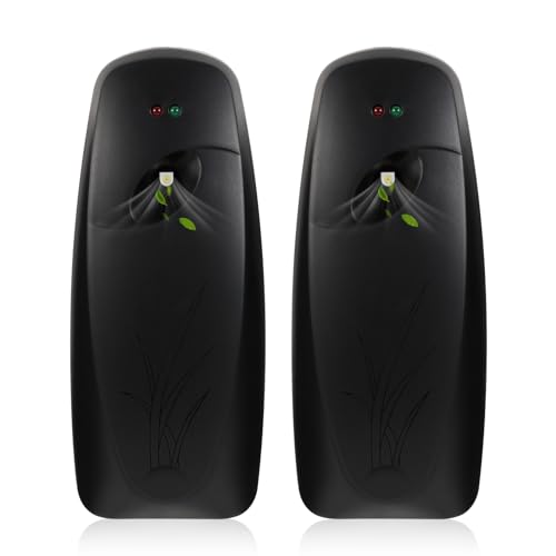 2PCS Automatic Air Freshener Spray Dispenser - Commercial and Home Use - Multiple Time Scent/Mist Release Settings for Room/Restroom Sprayer,Air Freshener not Included,Black