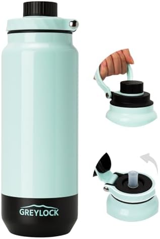 GREYLOCK 24 oz Insulated Water Bottle with Straw Lid, Leakproof R...