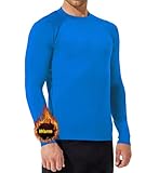SURFEASY Camiseta térmica de manga larga para hombre, forro polar, manga larga, térmica, camiseta deportiva para fútbol, esquí, actividades de invierno, azul cobalto, XXL