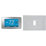 Sensi Touch Smart Thermostat by Emerson, ST75S-Silver, C-Wire Required & Emerson F61-2663 Wall Plate for Sensi Wi-Fi Programmable Thermostat, White