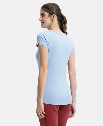 Image of Jockey UL03 Women's Super Combed Cotton Elastane Stretch Slim Fit Solid V Neck Henley Styled Half Sleeve T-Shirt