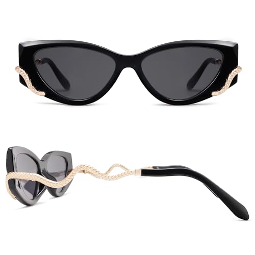 Retro Y2K Snake Sunglasses for Women Chic Cat Eye 90s Sunnies Narrow Trendy Sun Glasses AP3667